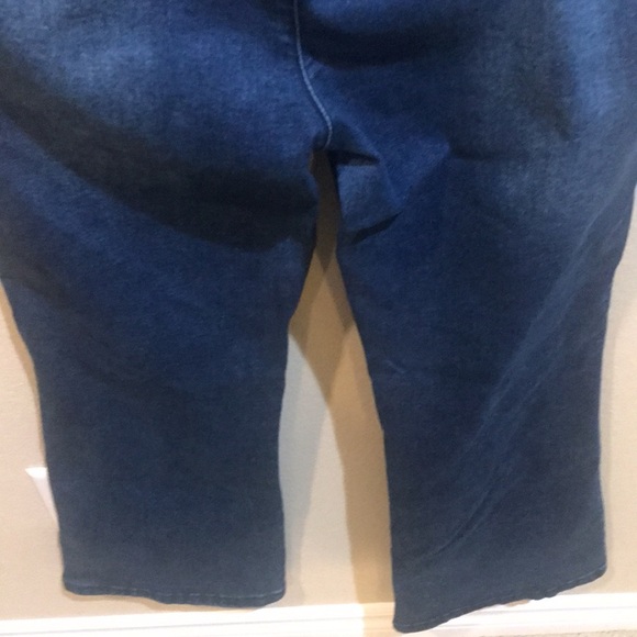 Indigo Poppy Elastic Waist Dark Wash Wide Leg Trouser Style Jeans-Size 14P - Picture 6 of 10
